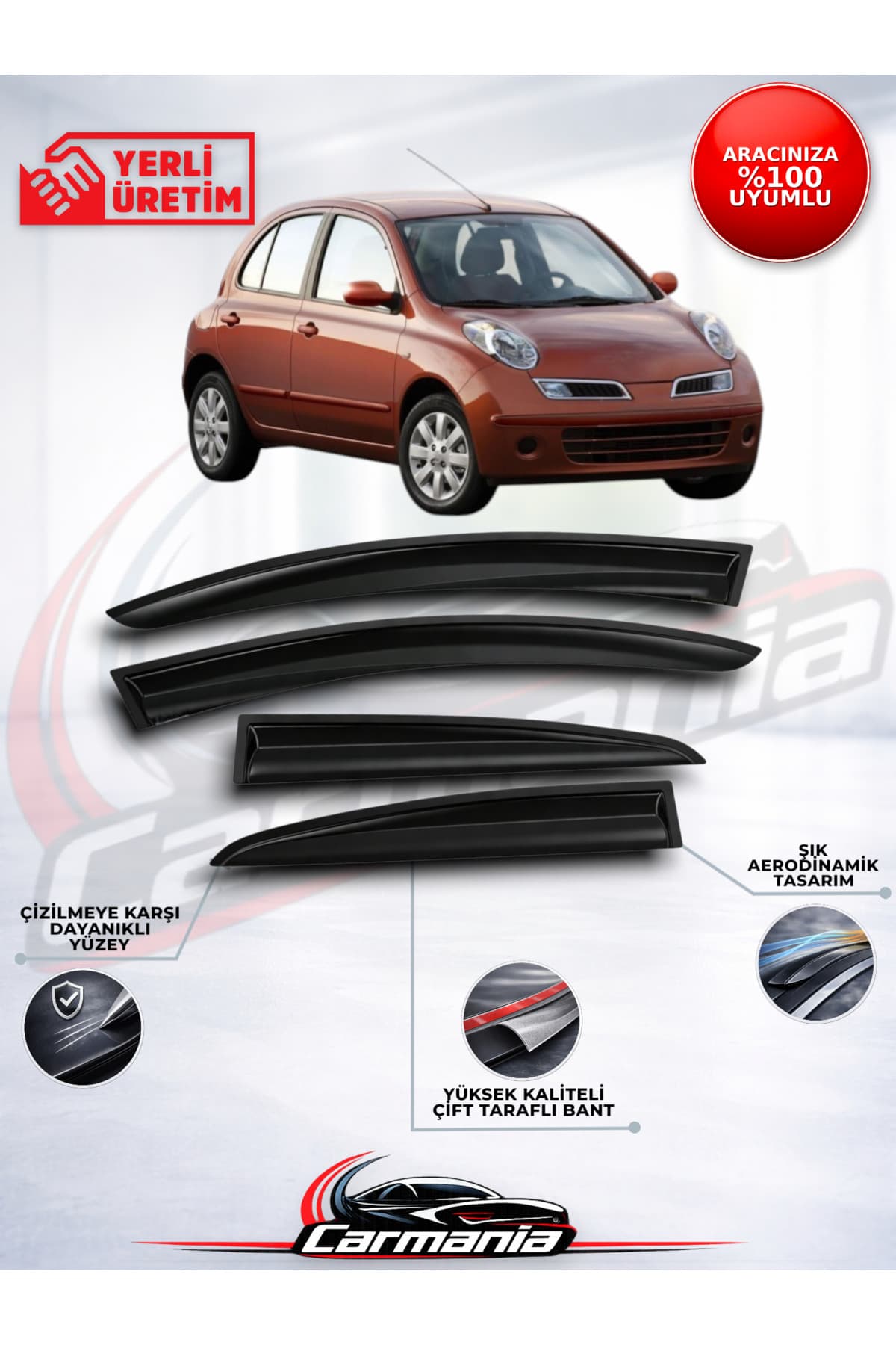 CarMania Nissan Micra 2003-2010 Cam Rüzgarlığı 4'lü Set