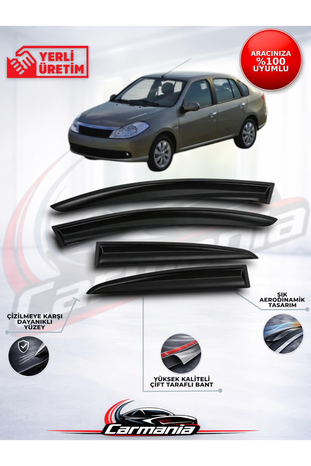 CarMania Renault Symbol 2008-2012 Cam Rüzgarlığı 4'lü Set