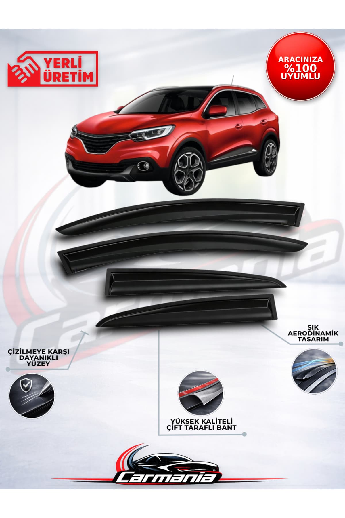 CarMania Renault Kadjar 2015 - 2020 Cam Rüzgarlığı 4'lü Set