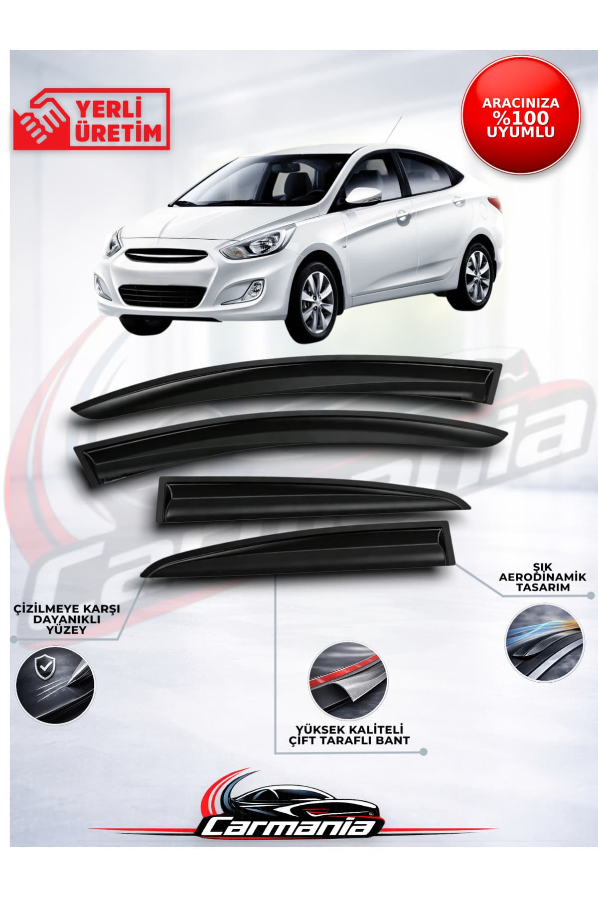 CarMania Hyundai Accent Blue 2011-2017 Cam Rüzgarlığı 4'lü Set