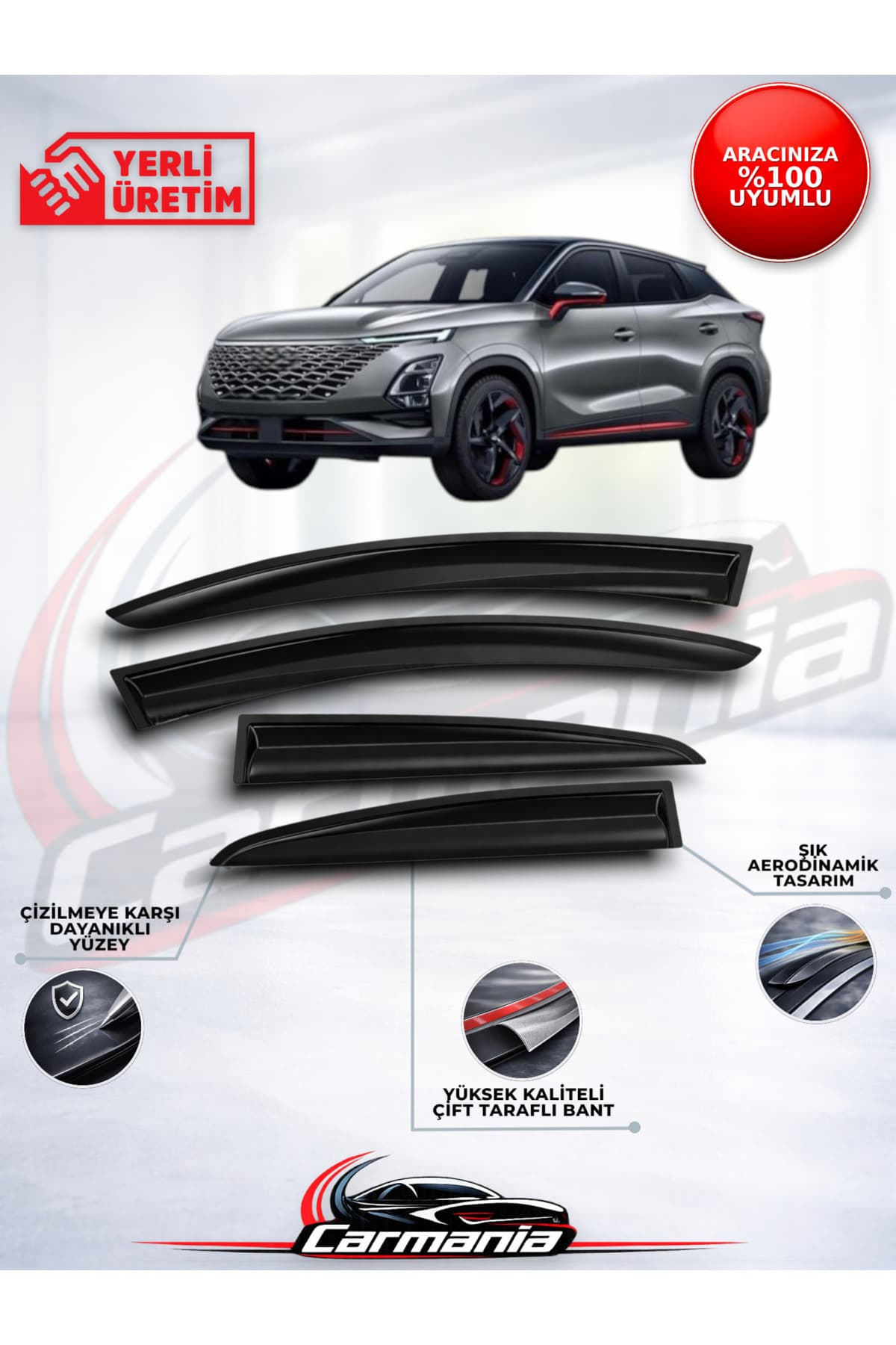 CarMania Chery Omoda 5 Cam Rüzgarlığı 4'lü Set