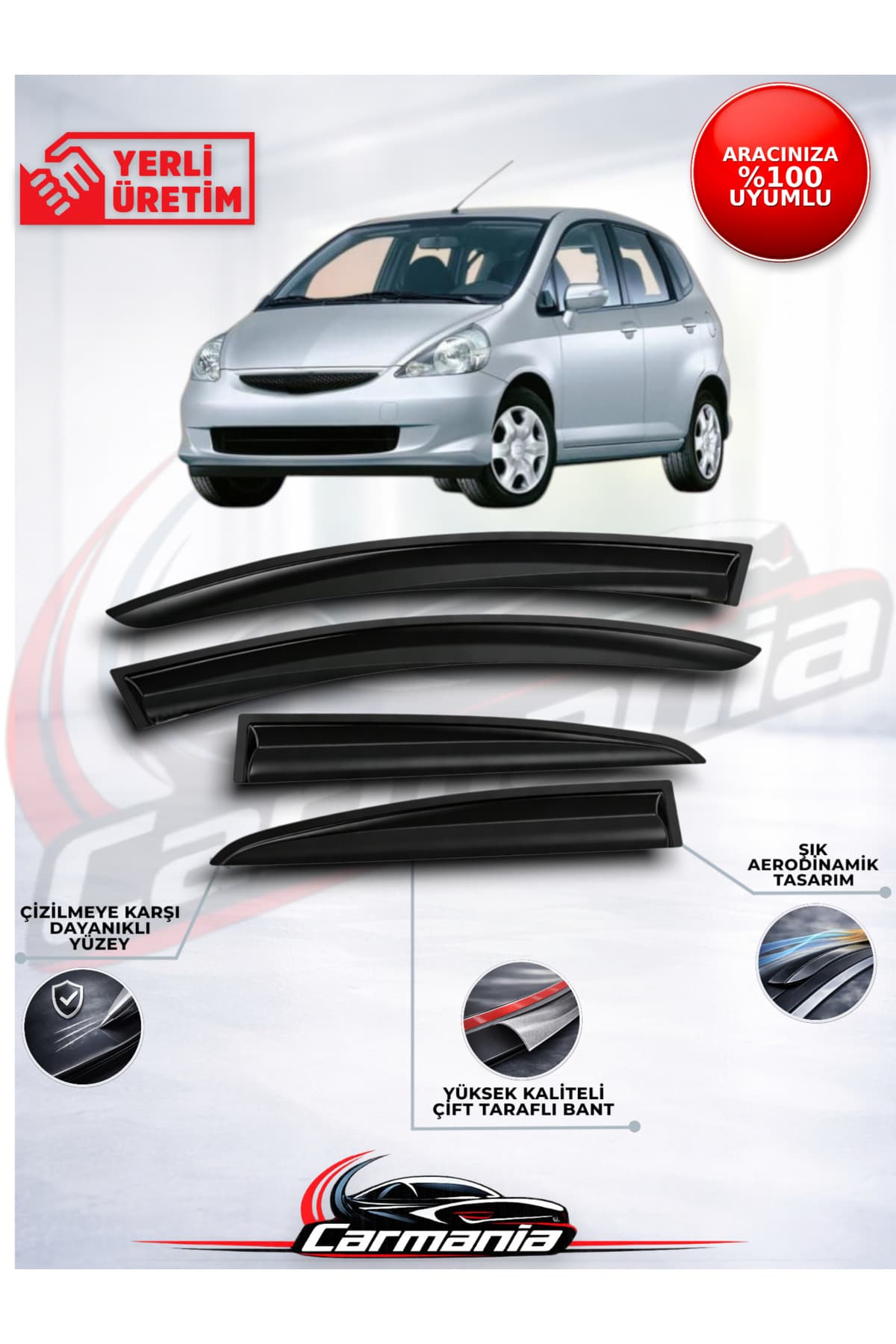 CarMania Honda Jazz 2002-2011 CAm Rüzgarlığı 4'lü Set