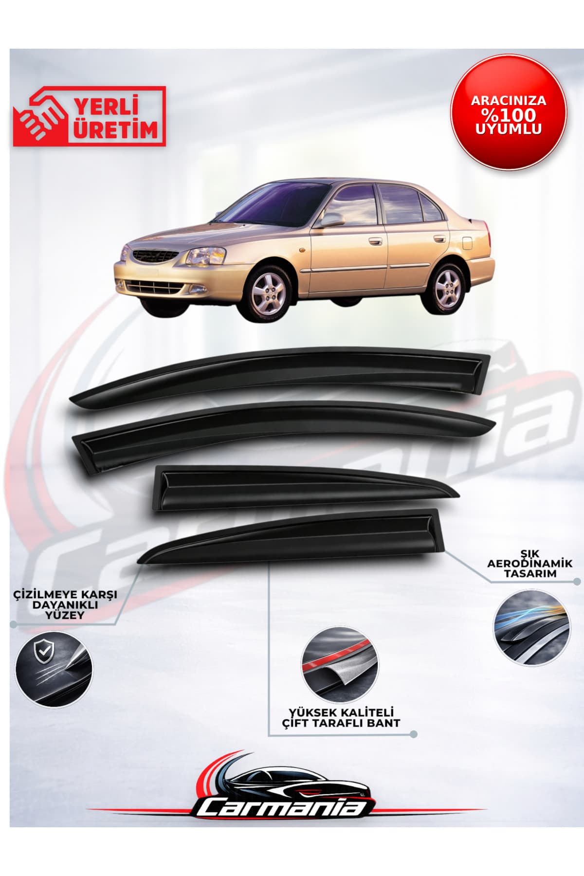CarMania Hyundai Accent 2000-2003 (Milenyum Kasa) Cam Rüzgarlığı 4'lü Set