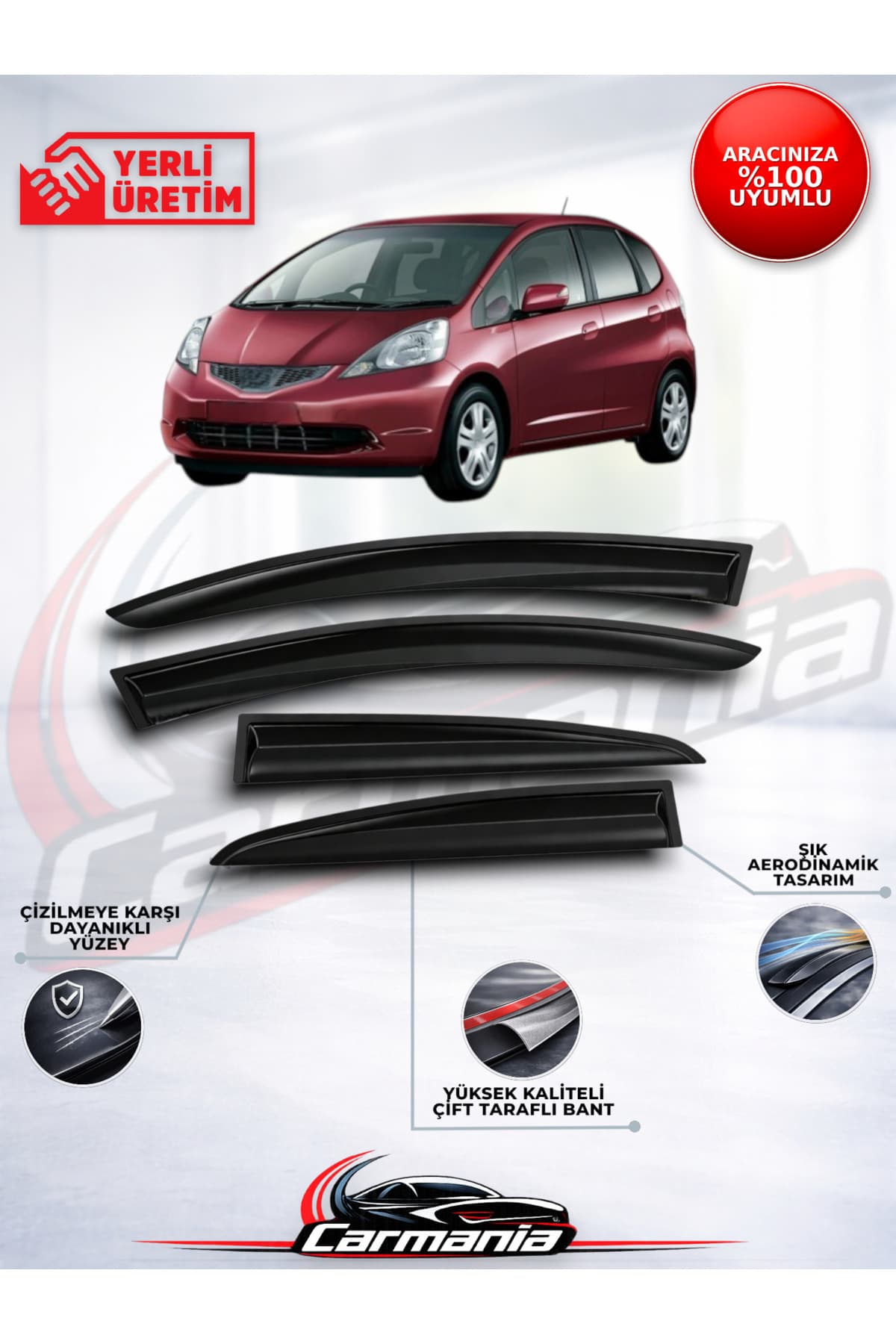 CarMania Honda Jazz 2012-2014 Cam Rüzgarlığı 4'lü Set
