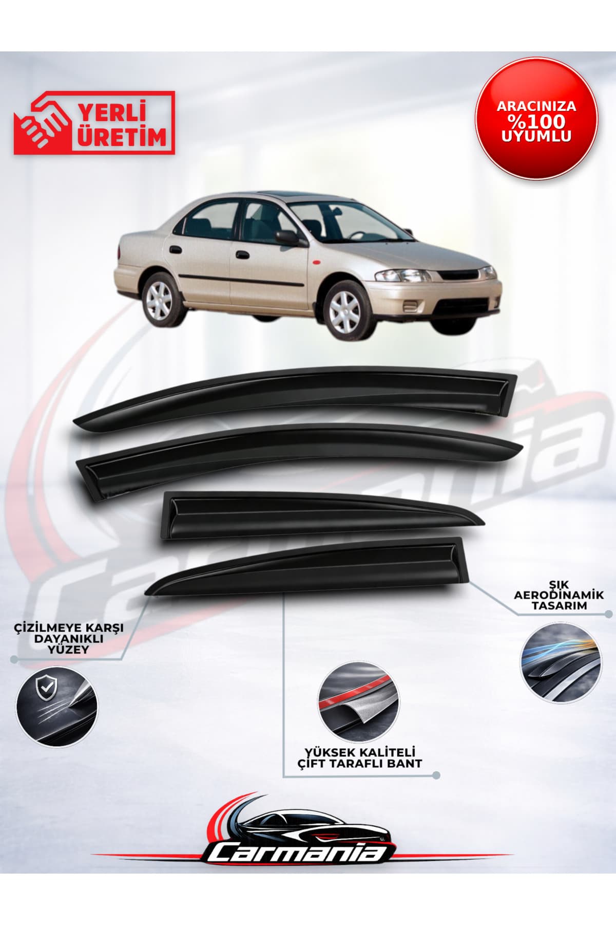 CarMania Mazda 323 Familia 1996-1998 Cam Rüzgarlığı 4'lü Set