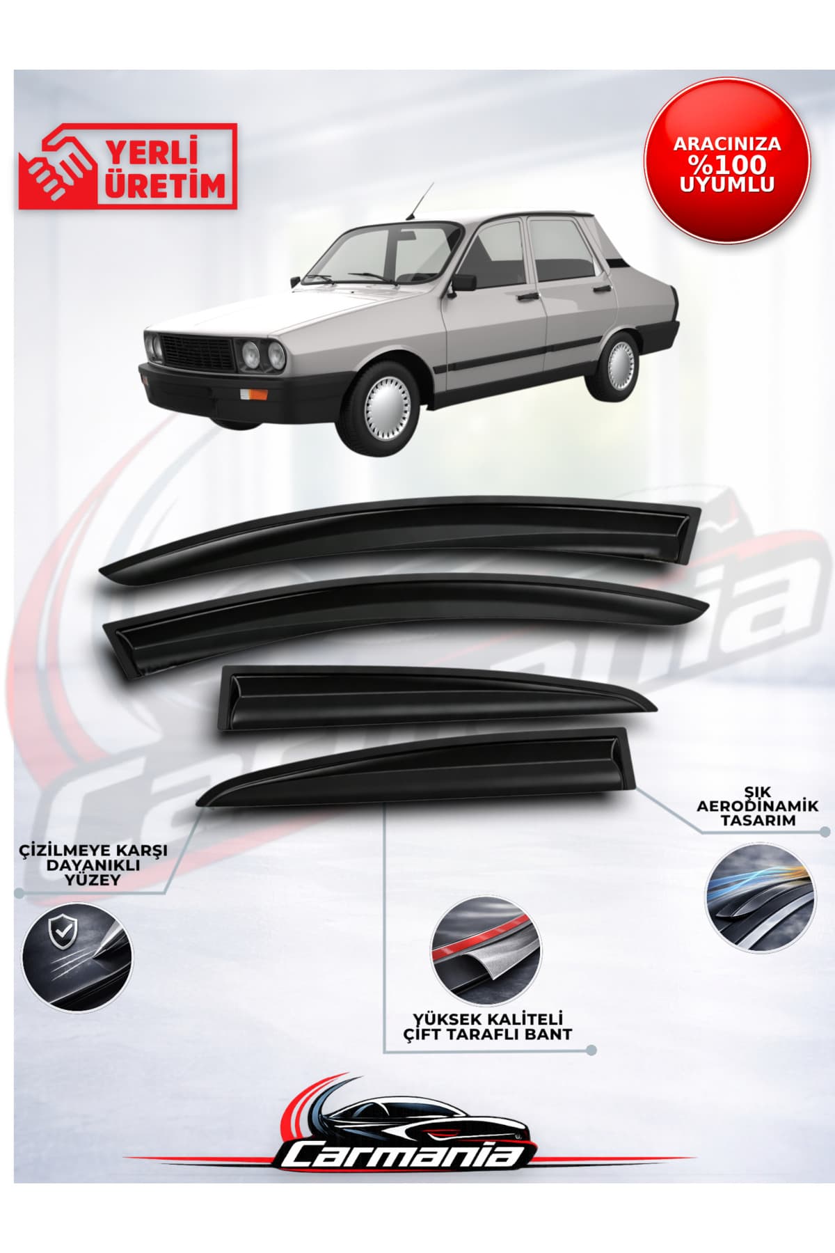 CarMania Renault 12 ve Toros Sedan Cam Rüzgarlığı 4'lü Set