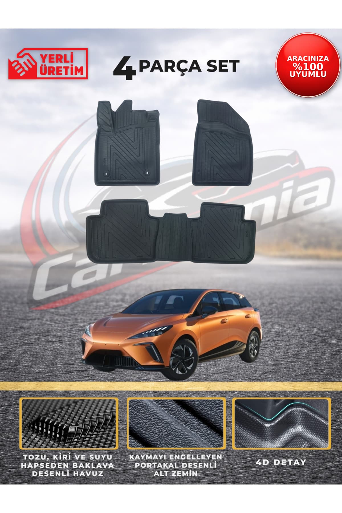 CarMania MG MG4 Premium Havuzlu Paspas 4D 2022 Sonrası Uyumlu