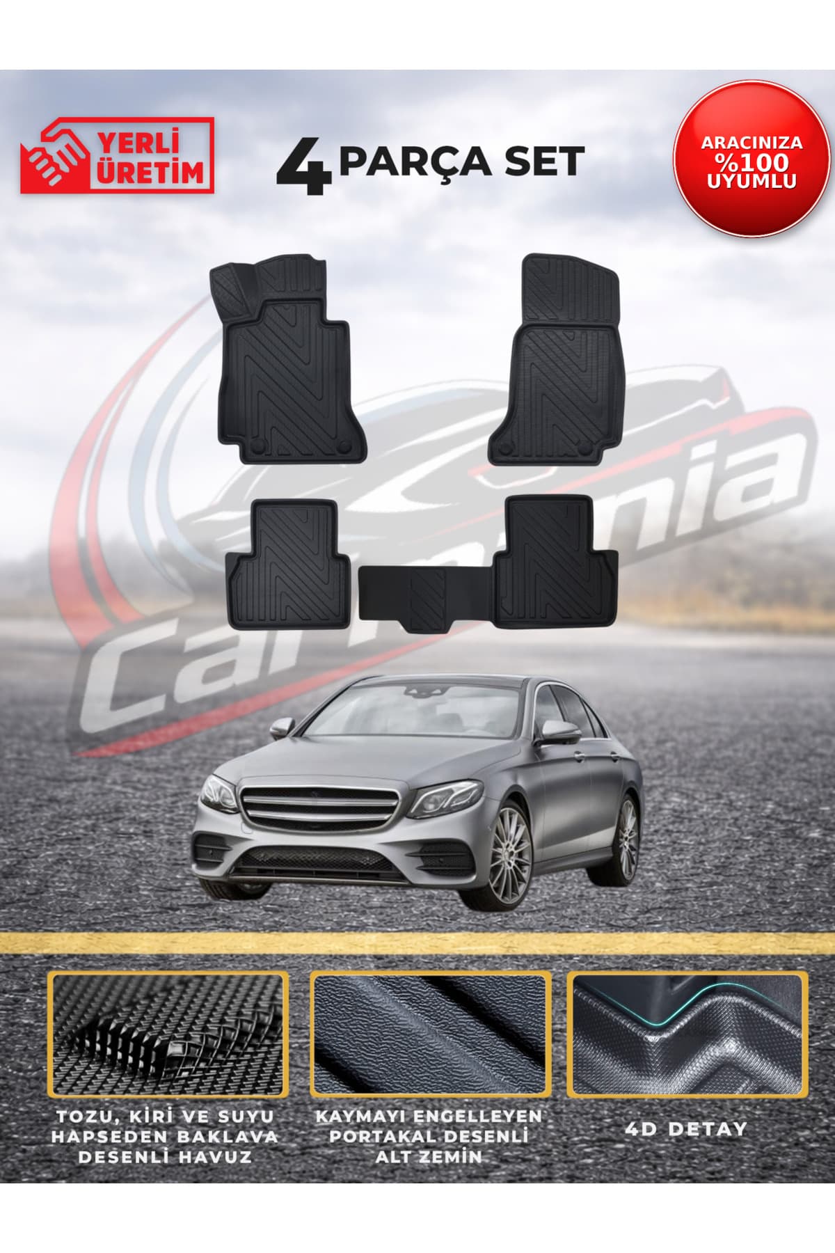 CarMania Mercedes-Benz E Serisi W213 Premium Havuzlu Paspas 4D