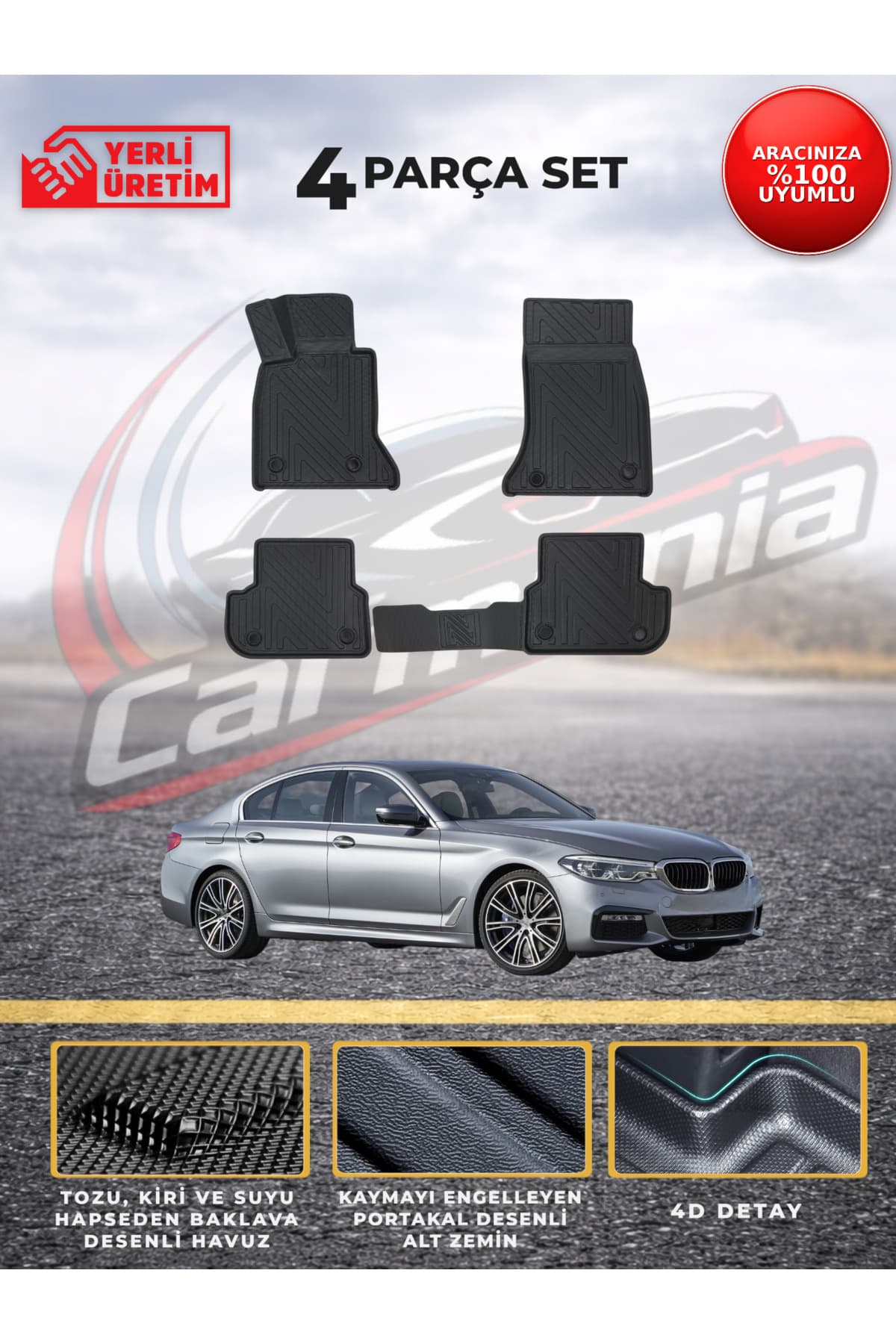 CarMania BMW 5 Serisi G30 Kasa 4D Premium Havuzlu Paspas
