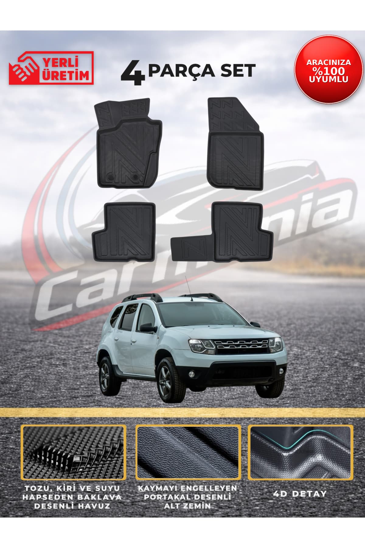 CarMania DACIA DUSTER 4X4 2009-2017 4D PREMİUM HAVUZLU PASPAS