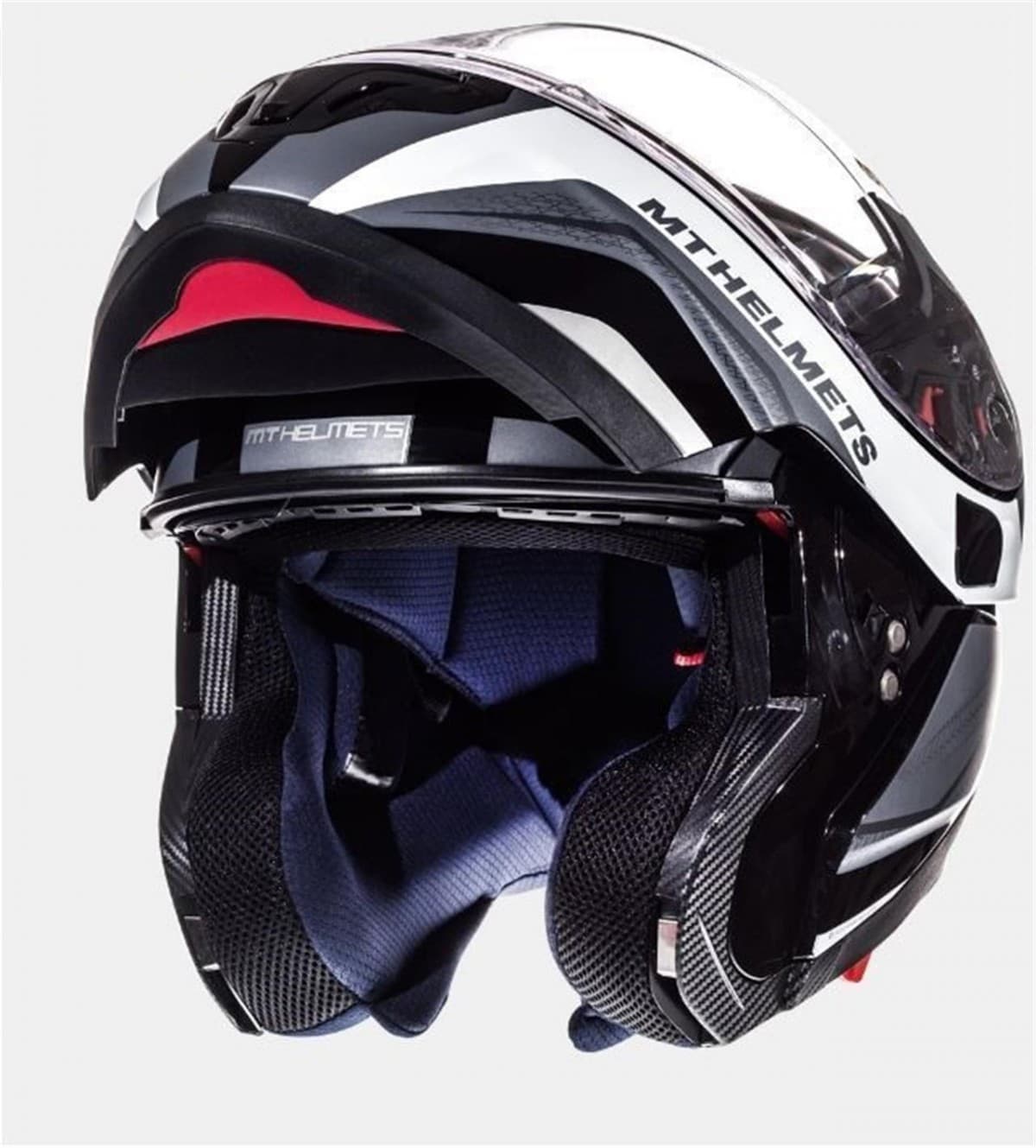Mt Atom Sv Tarmac Black/white Small Çene Açılır Kask Vizörlü Gloss