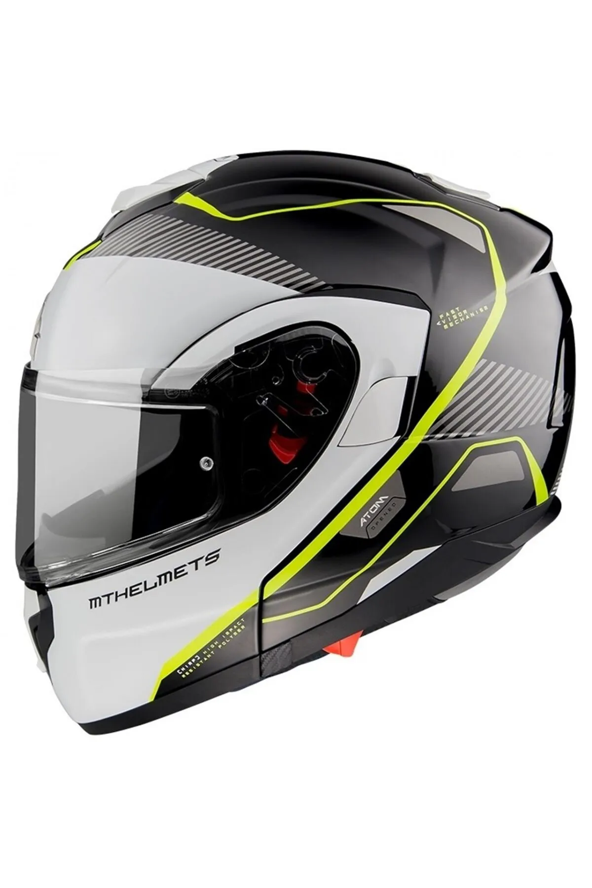 Mt Çene Açılır Kask Atom Sv B3 Neon Sarı Beyaz