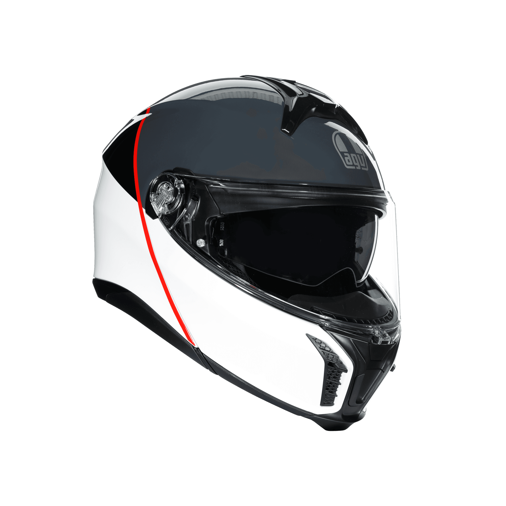 Agv Tourmodular Mlt Balance White Grey Red Çene Açılır Kask