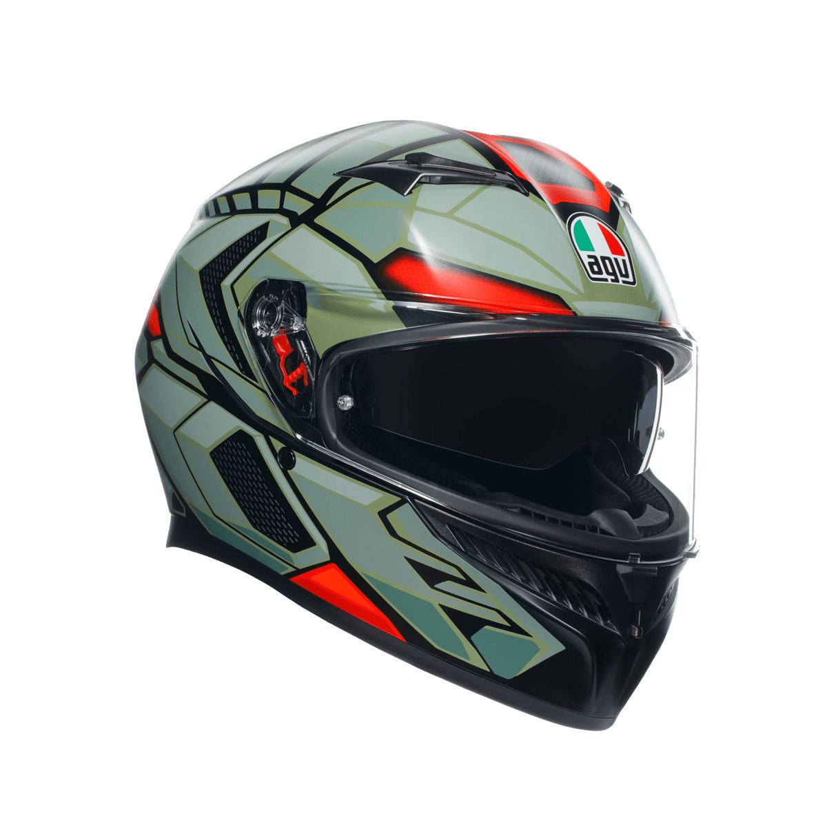 Agv K3 Decept Matt Black Green Red Kapalı Kask