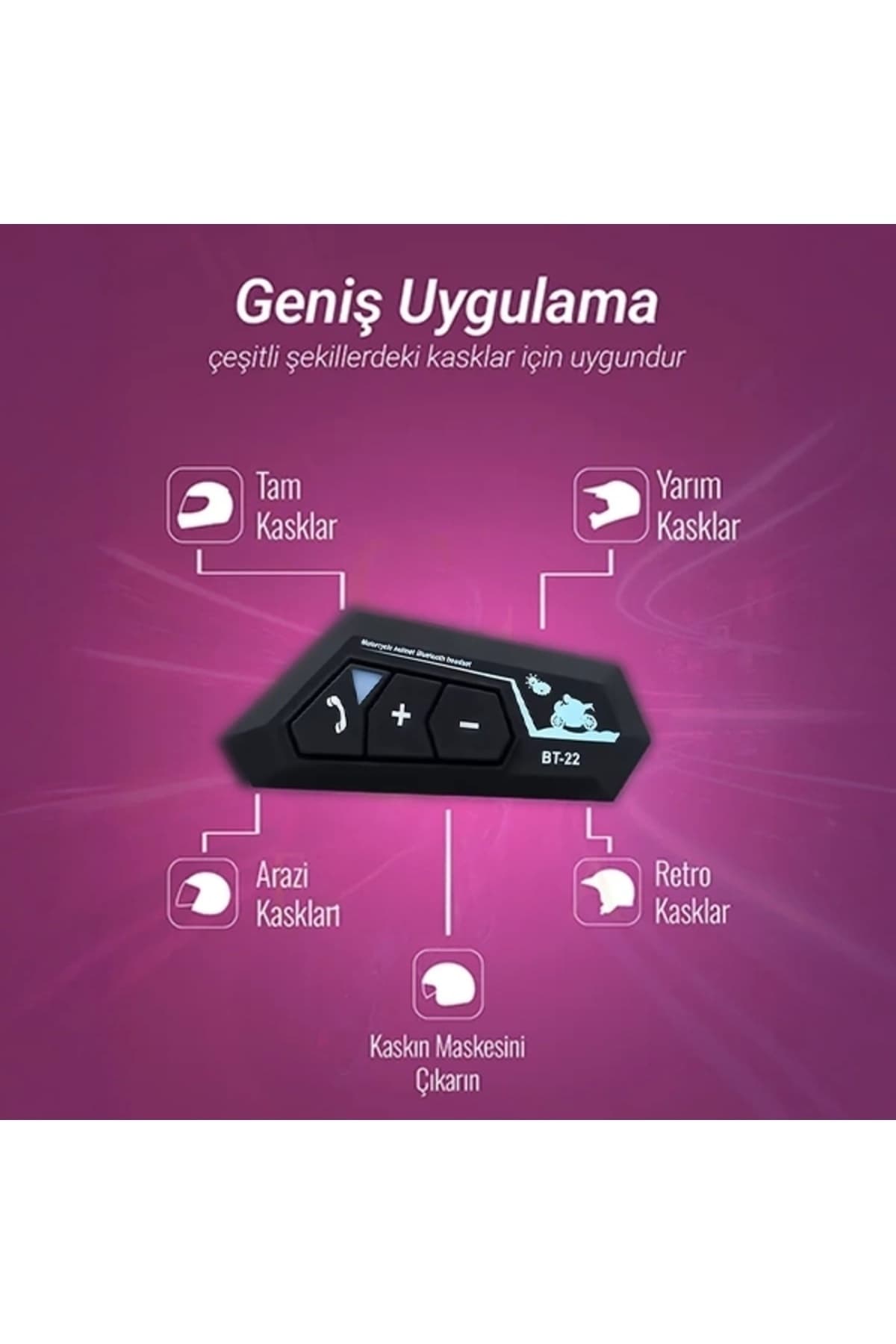 Bluetooth 5.0 Motosiklet Kask Kulaklığı Interkom Kablosuz Kask İçi Kulaklık Mikrofonlu Müzik ve Telefon Görüşmesi