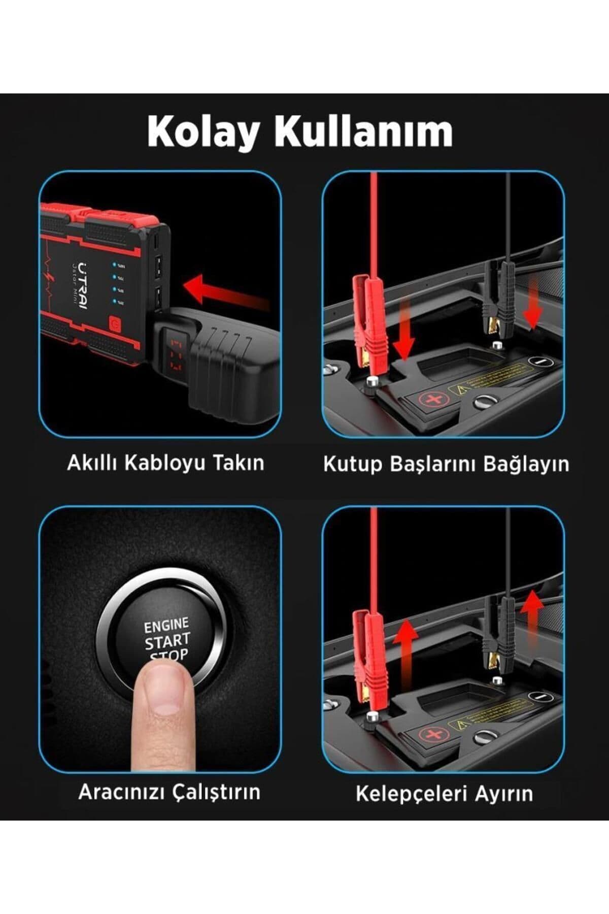 UTRAI Jstar Mini 13000mah 1000a Jump Starter Taşınabilir Akü Takviye Cihazı Lcd Ekran POWERBANK LED