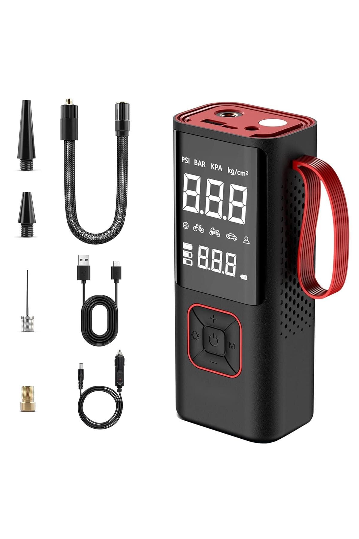 Schulzz 3in1 Kablosuz 12V Çakmak şarjlı Usb Type-C 6000Mah Göstergeli Oto Lastik Hava Pompası