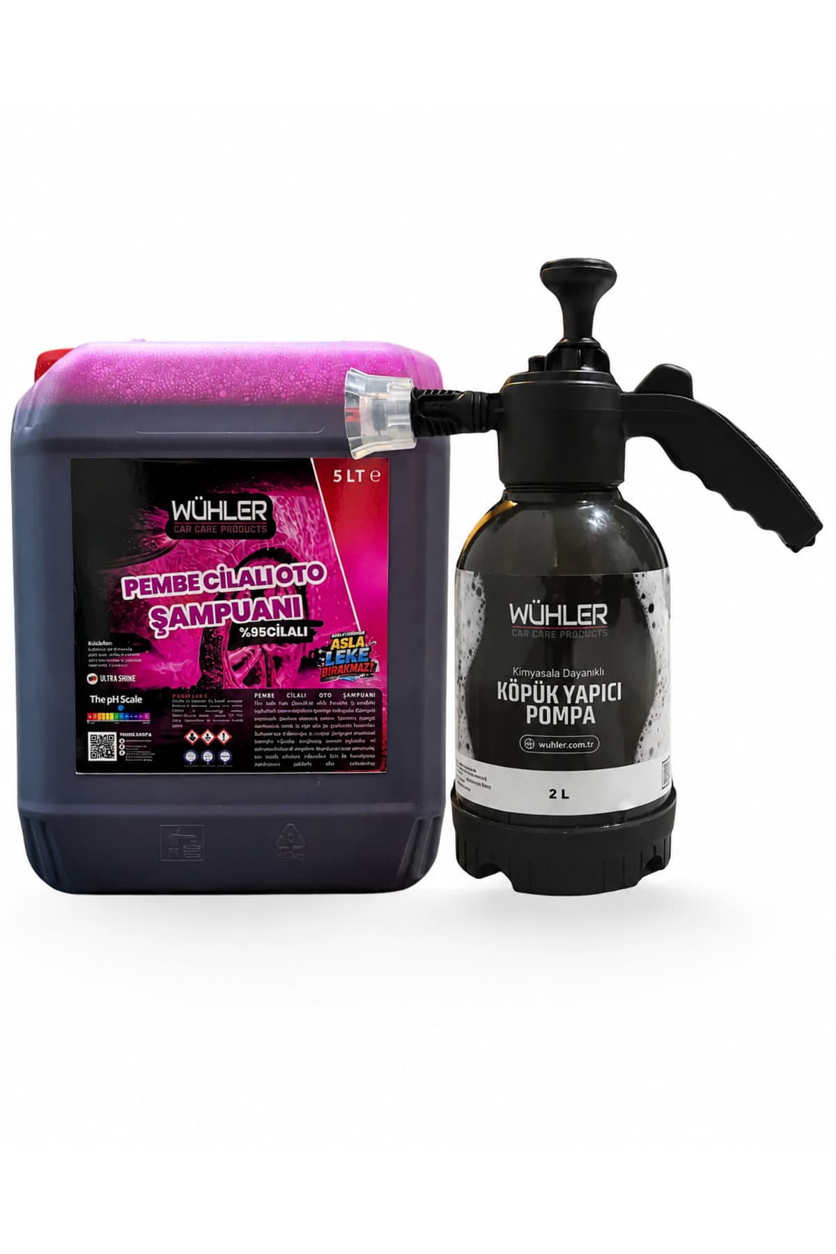 %95 Cilalı Pembe Oto Şampuanı 5 LT + 🎁 HEDİYE KÖPÜK ATAN Basınçlı Pompa 2 LT