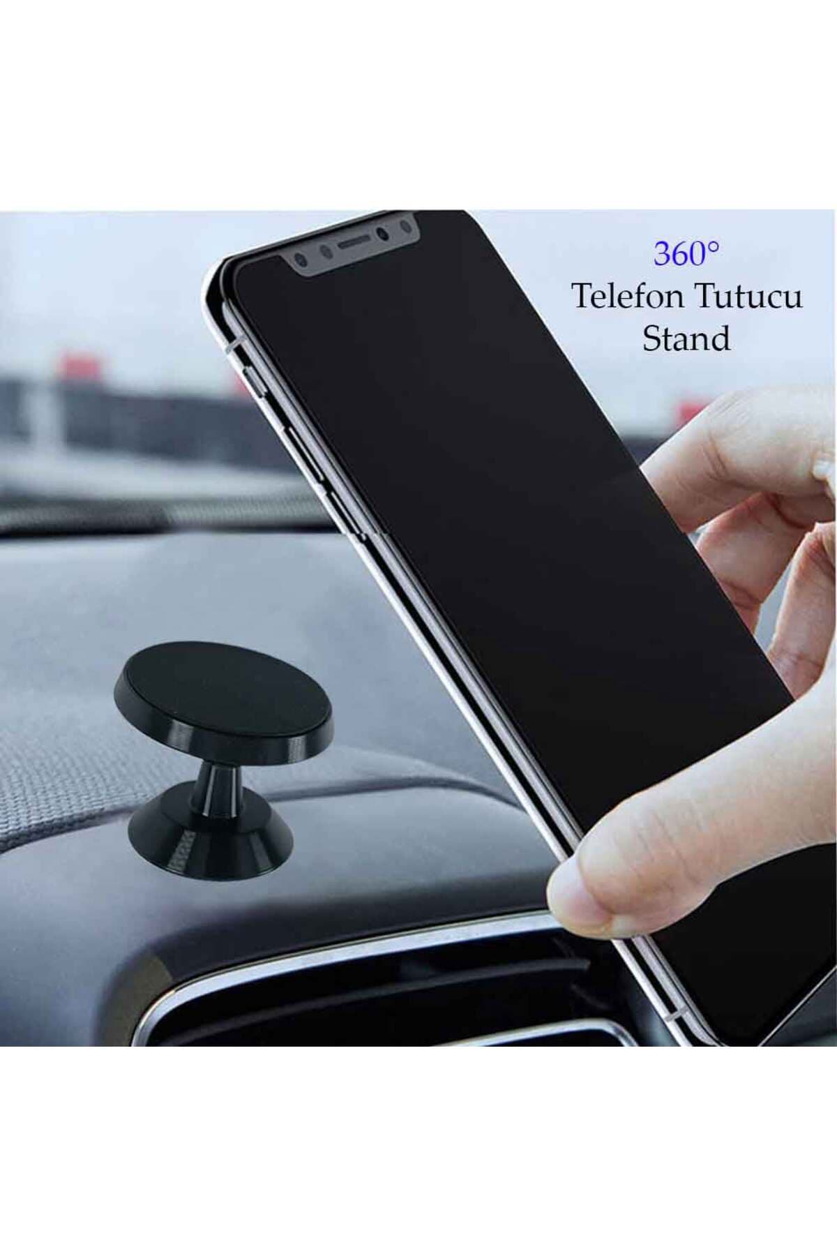 Universal Araç Telefon Tutucu Manyetik Mıknatıslı Yapışkanlı Telefon Standı Siyah