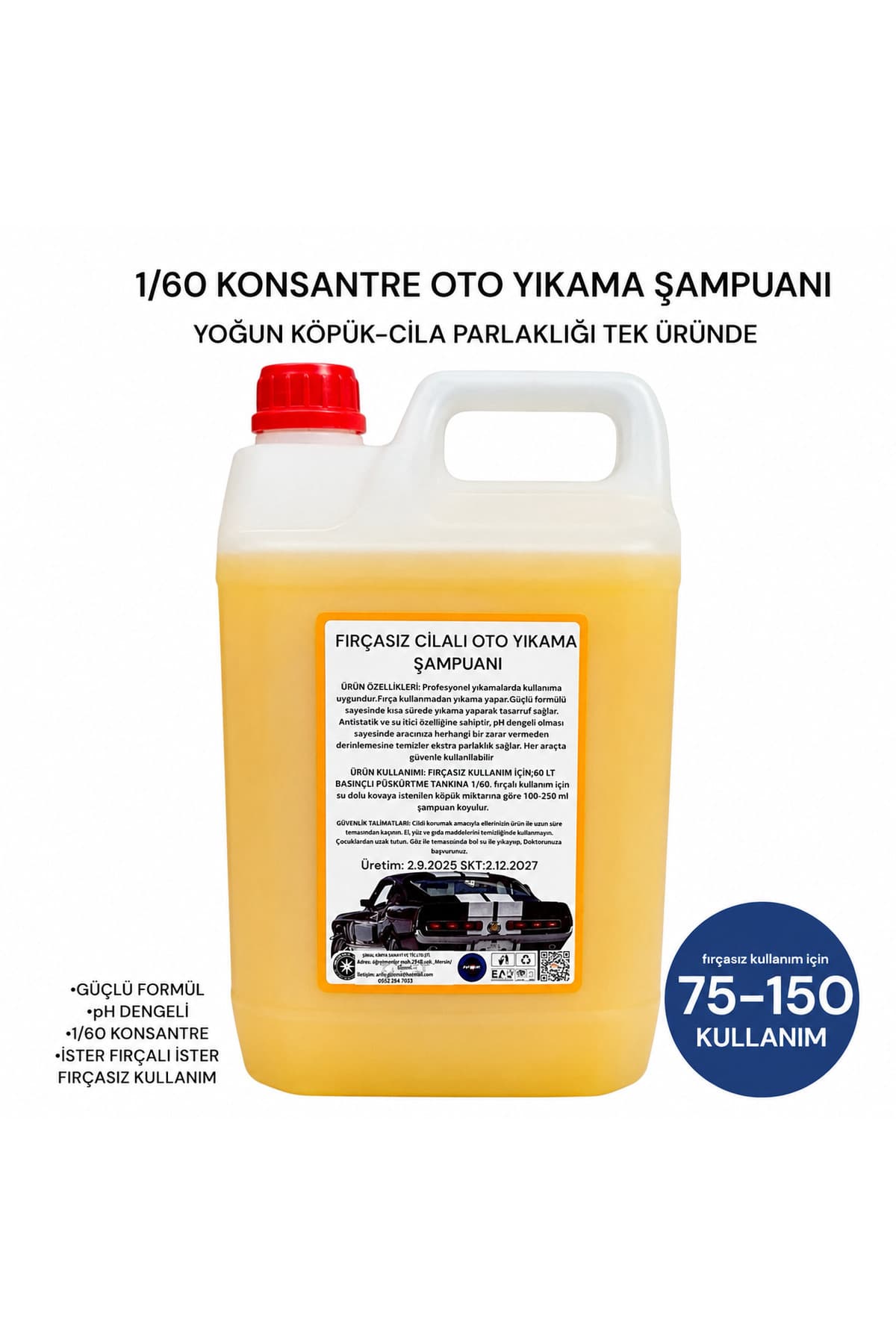 1/60 KONSANTRE CİLALI OTO YIKAMA ŞAMPUANI