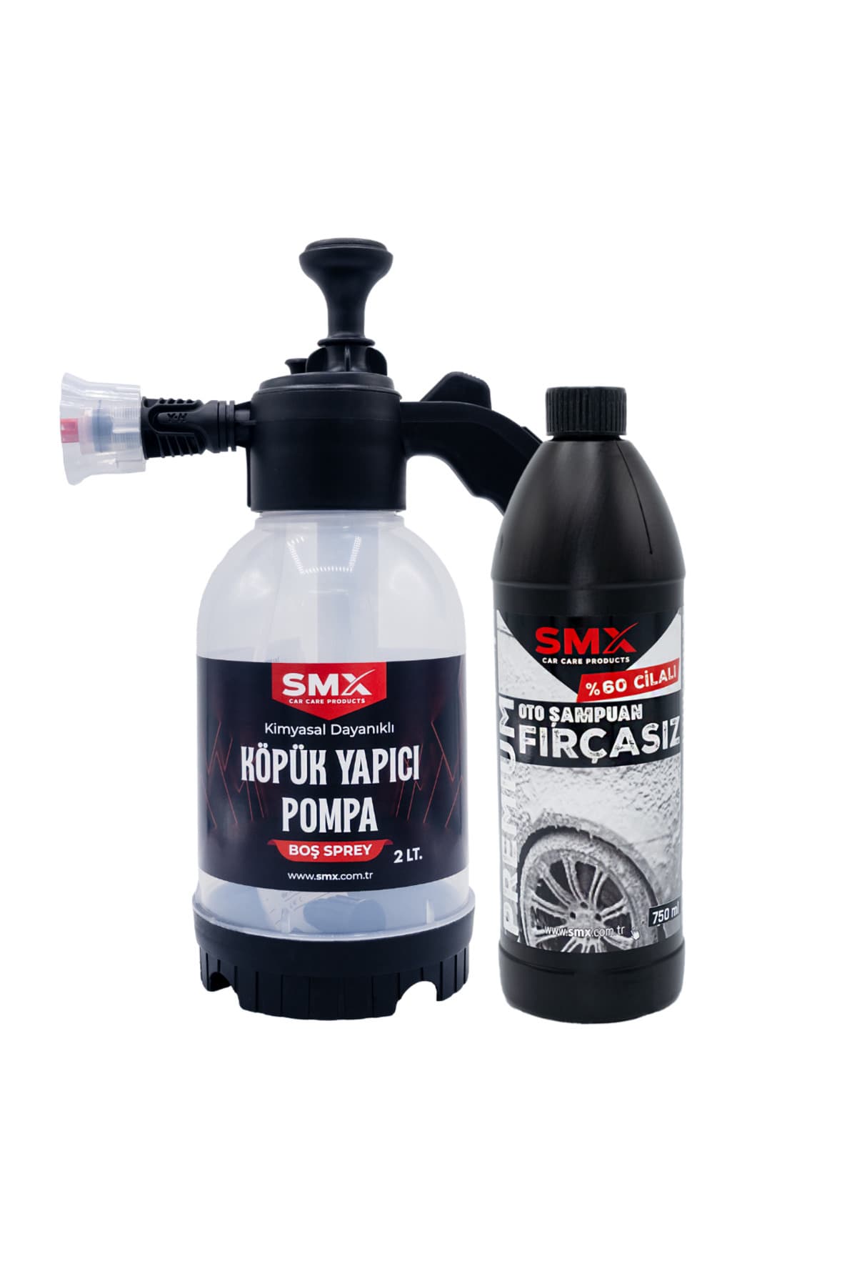 %60 Cilalı Fırçasız Oto Şampuanı + KÖPÜK Yapıcı Basınçlı Pompa 2 Litre