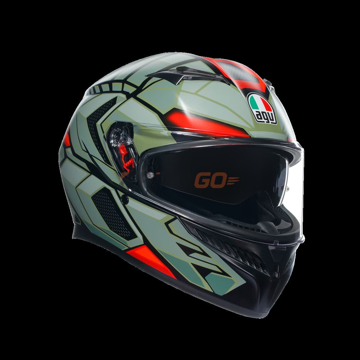 Agv K3 Decept Matt Black Green Red Kapalı Kask