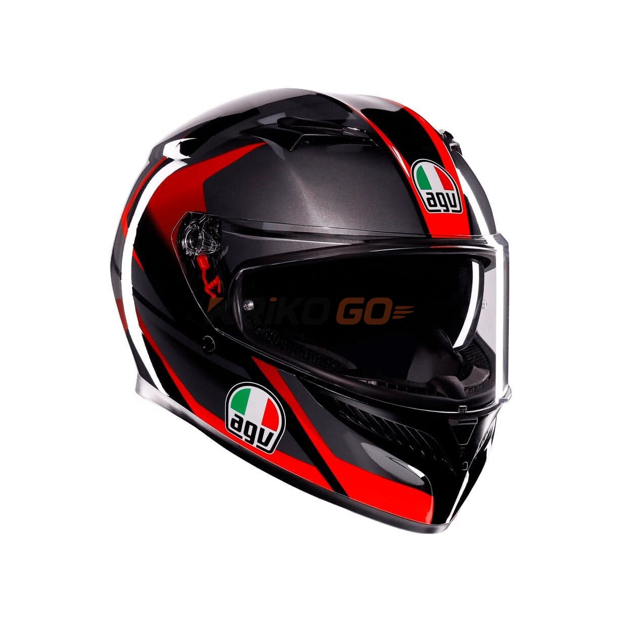 Agv K3 Mplk Striga Black Grey Red Kapalı Kask