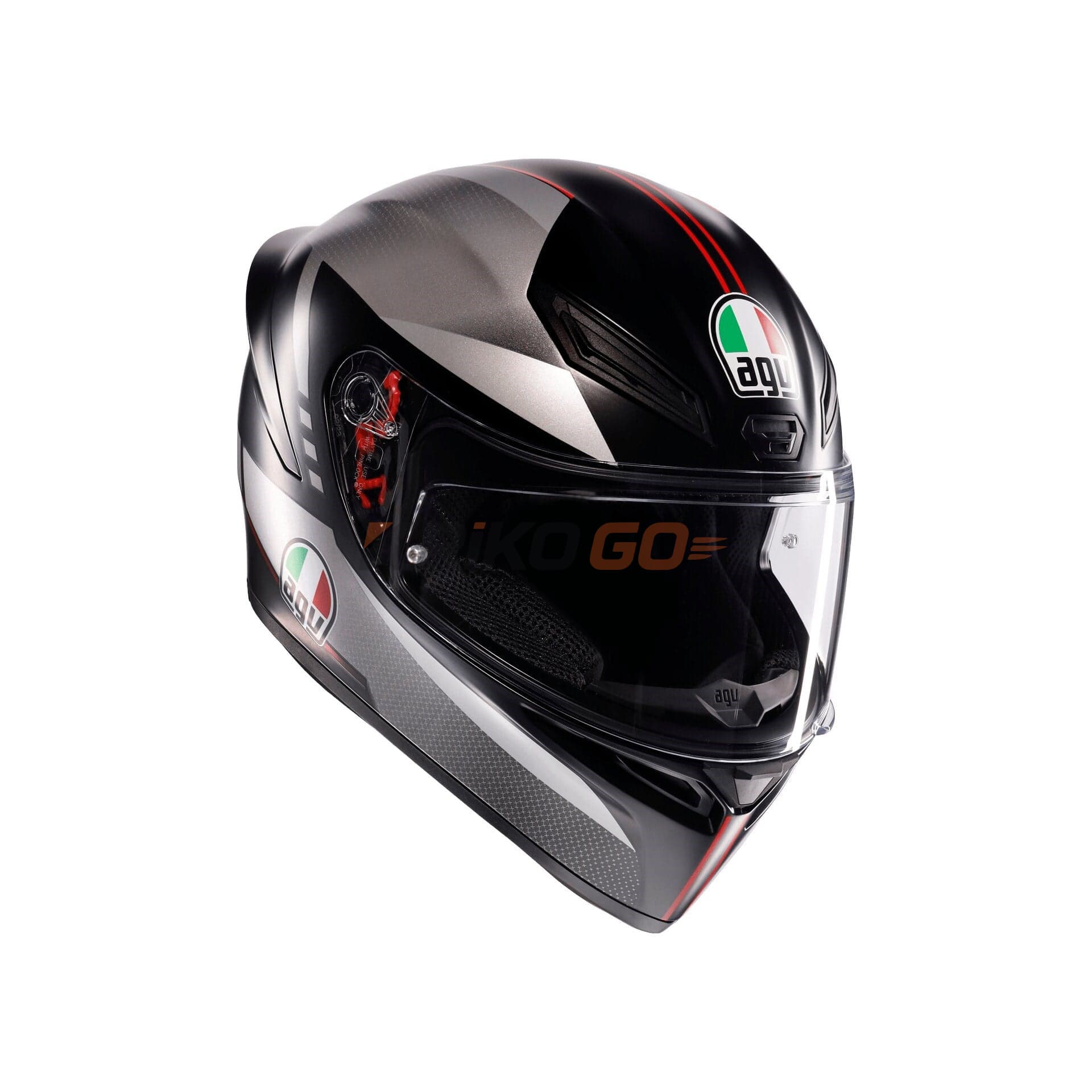 Agv K1 S Lap Matt Black Grey Red Kapalı Kask