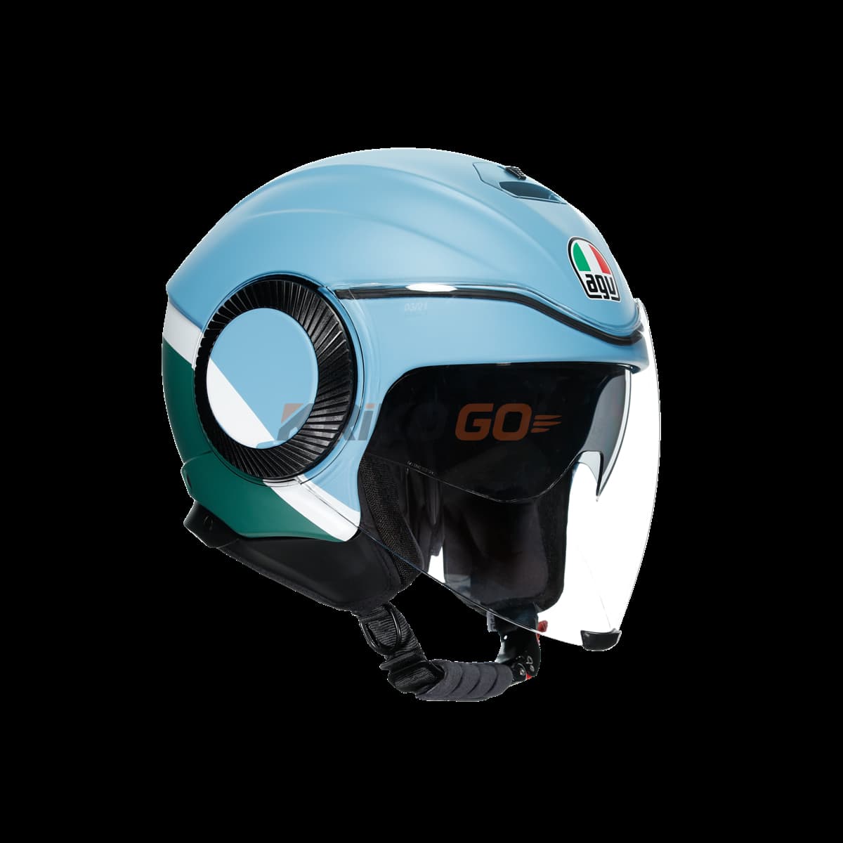 Agv Orbyt Multi Block Matt İron Blue Green Açık Kask