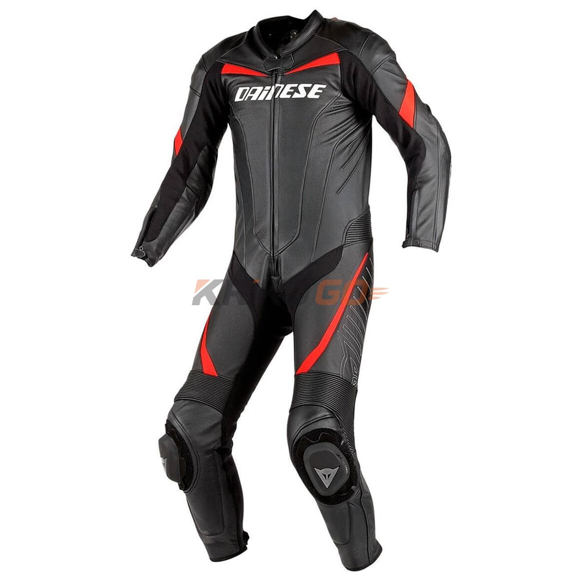 Dainese Racing Black Red Tek Parça Deri Tulum