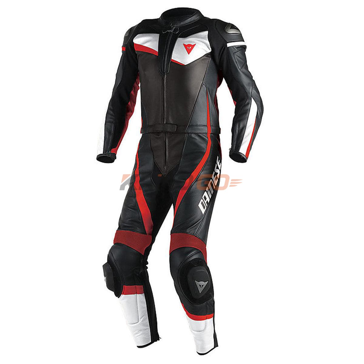 Dainese Veloster Black White Red Tek Parça Deri Tulum