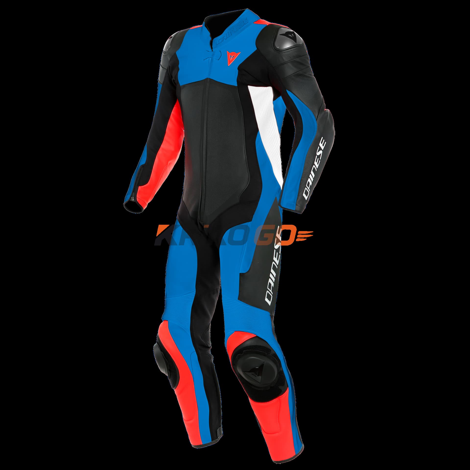 Dainese Assen Perf Suit Blk Light Blue Fluo Red Deri Tulum