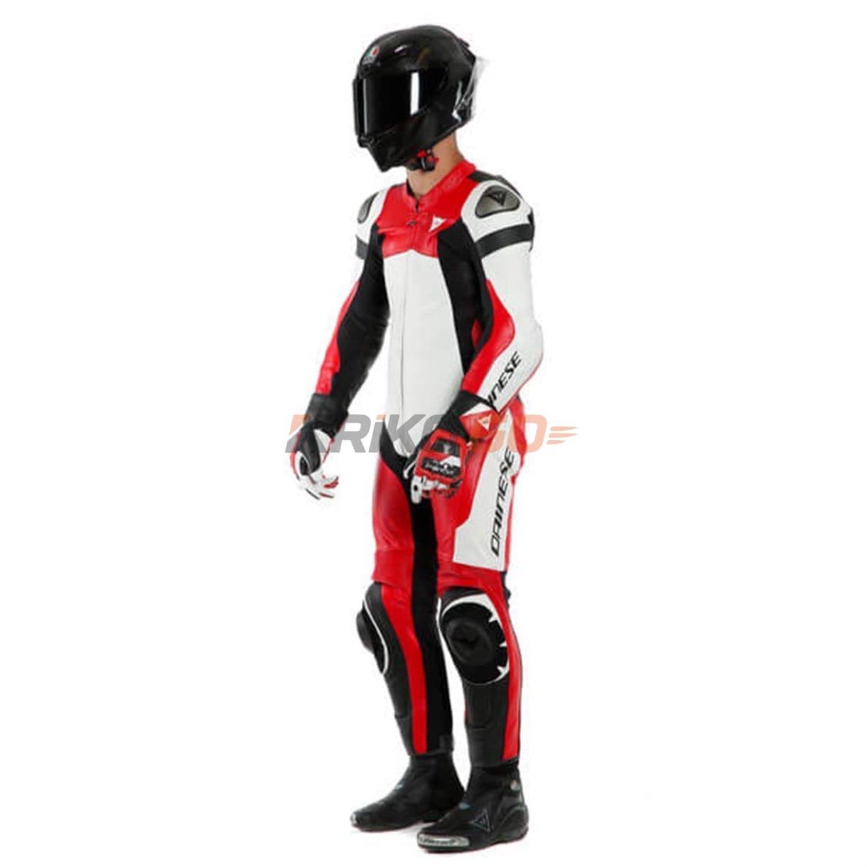 Dainese Assen 2 White Lava Red Black Tek Parça Delikli Deri Tulum