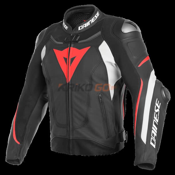 Dainese Super Speed 3 Siyah Black White Fluo Red Delikli Deri Motosiklet Montu