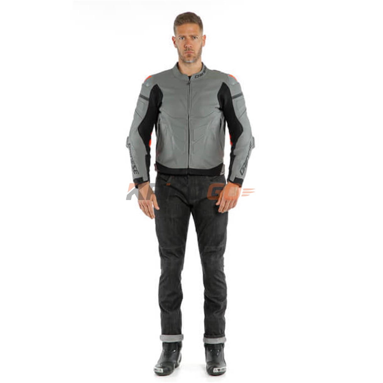 Dainese Super Race Deri Mont Gray Fluo Red
