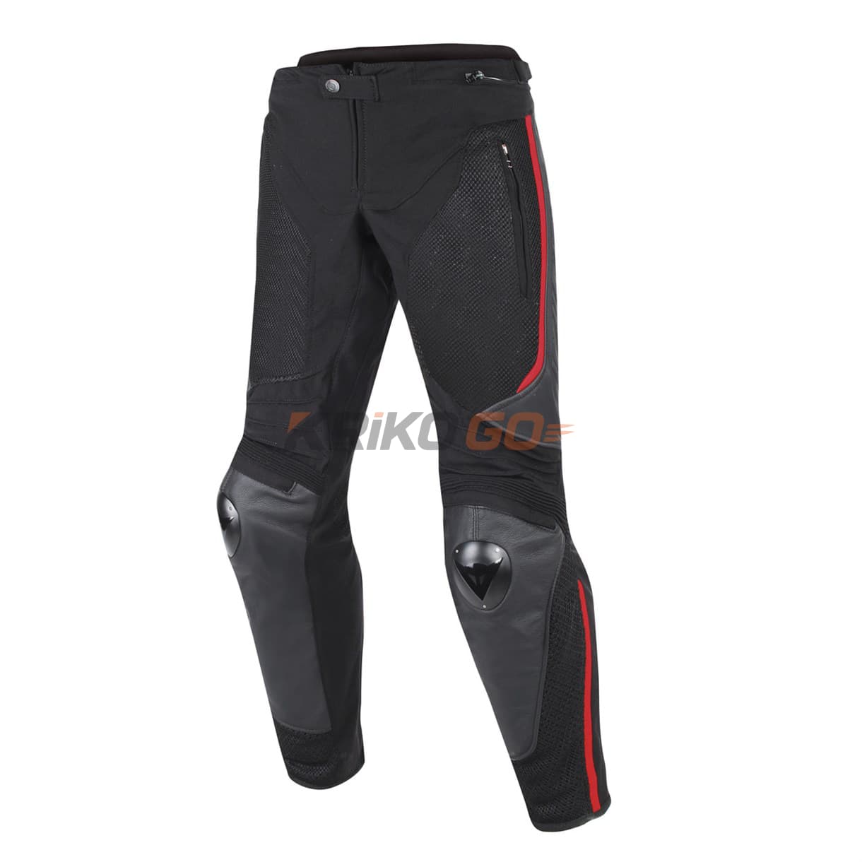 Dainese Mig Deri-Tekstil Pantolon Black Red Lava