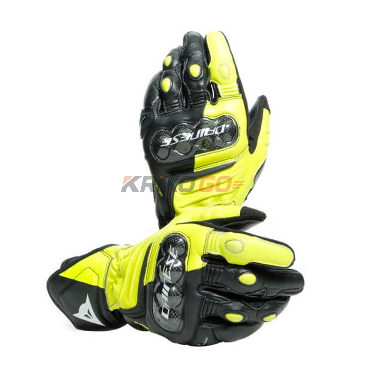 Dainese Carbon 3 Long Deri Eldiven Black Fluo White Yellow