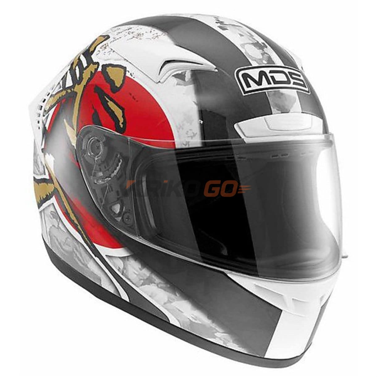 Mds M13 Ronnin White Red Kapalı Kask