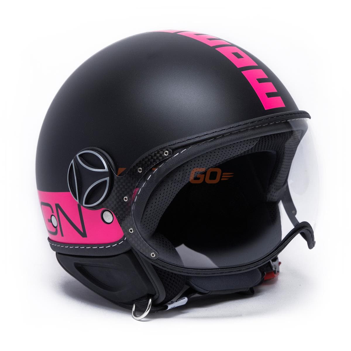 MomoDesign Fgtr Classic Mono Fluo Matt Black Fucsia Açık Kask